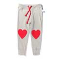 Minti Heart Knee Trackies Grey Marle/Red